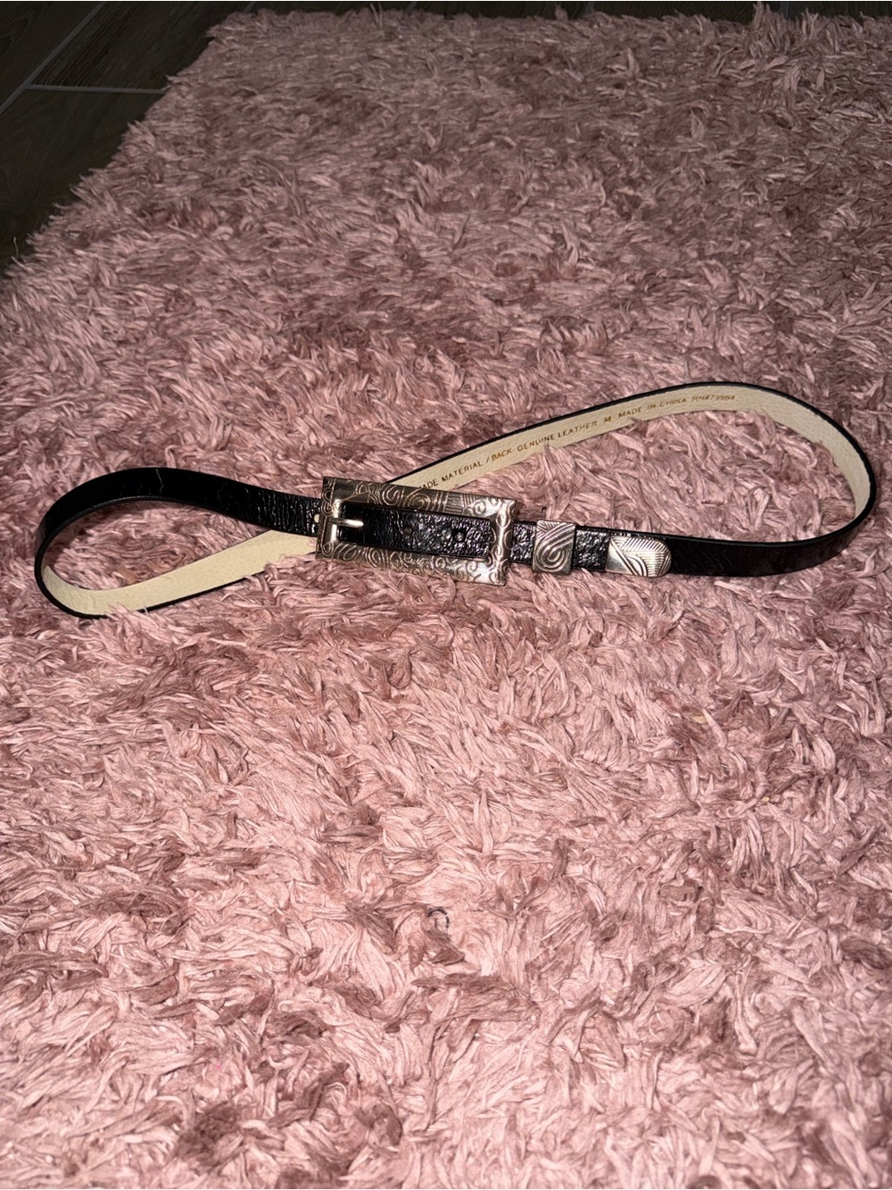 Vintage Chico’s Black Leather Belt with Silver-Tone Buckle